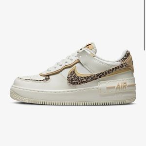 Nike Air Force 1 Shadow- Leopard, tan, beige, white. Size 8.5